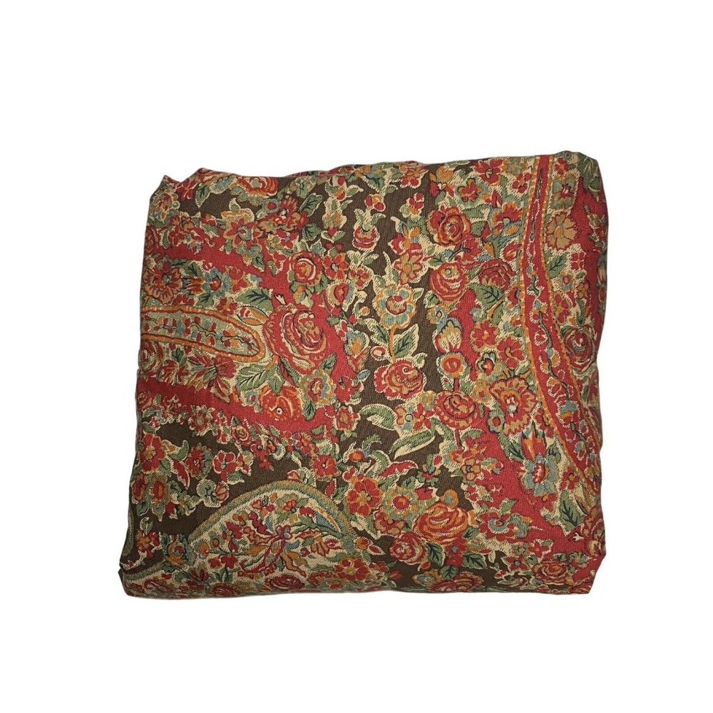 Pottery Barn Red Carrie Paisley Full/Queen Duvet Cover Cotton Linen Brown Floral - Picture 2 of 7